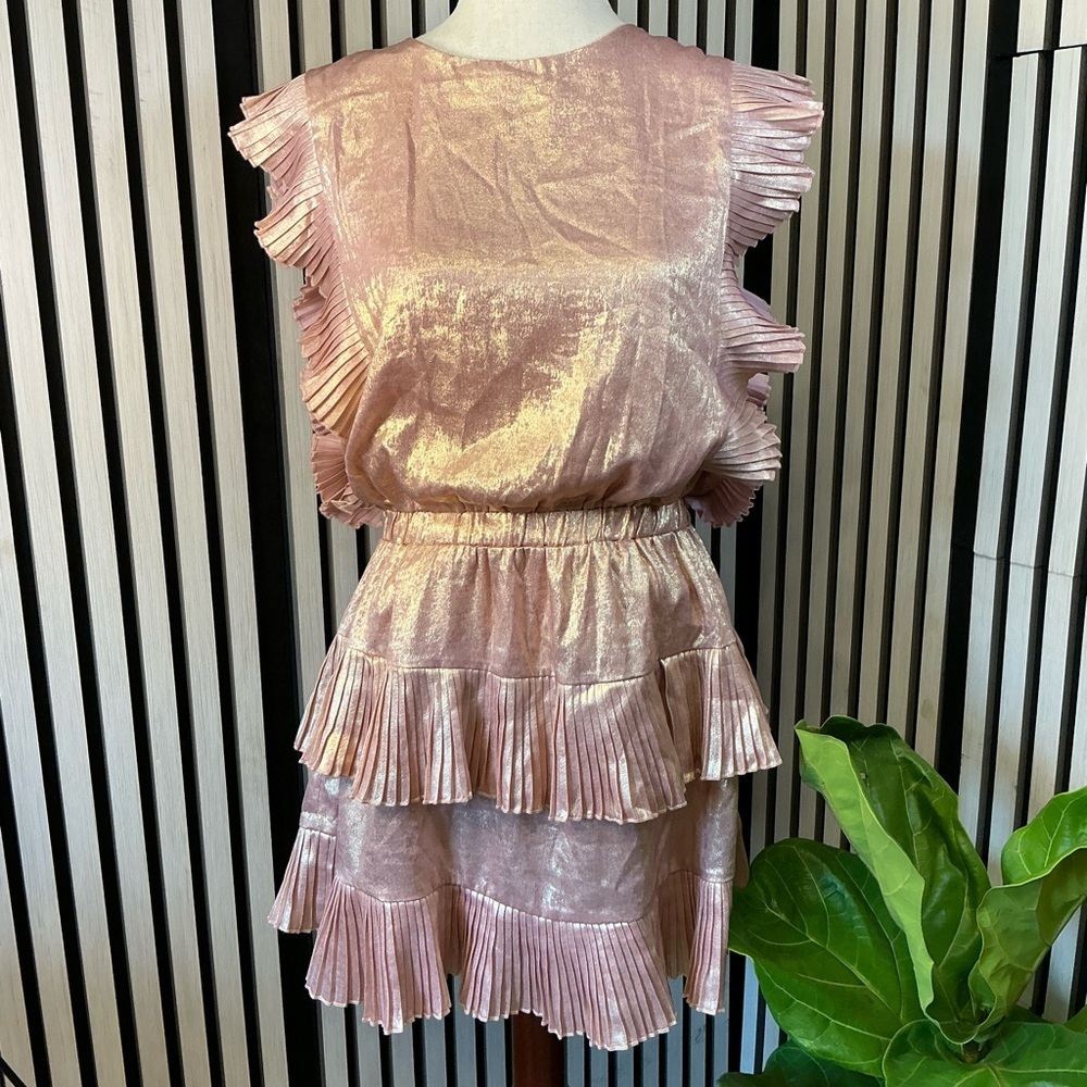 TCEC New Metallic Pink with Gold Tones Dress sz Med